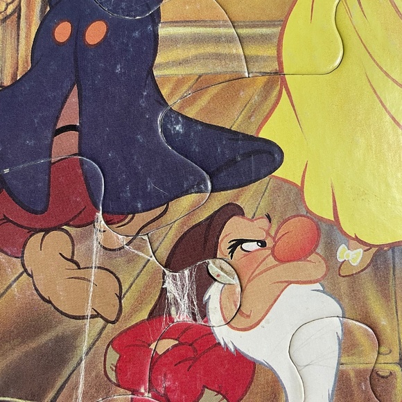 Disney Snow White & Seven Dwarfs Frame Tray Puzzle Piece Dancing Scene Golden 25 - Picture 7 of 10